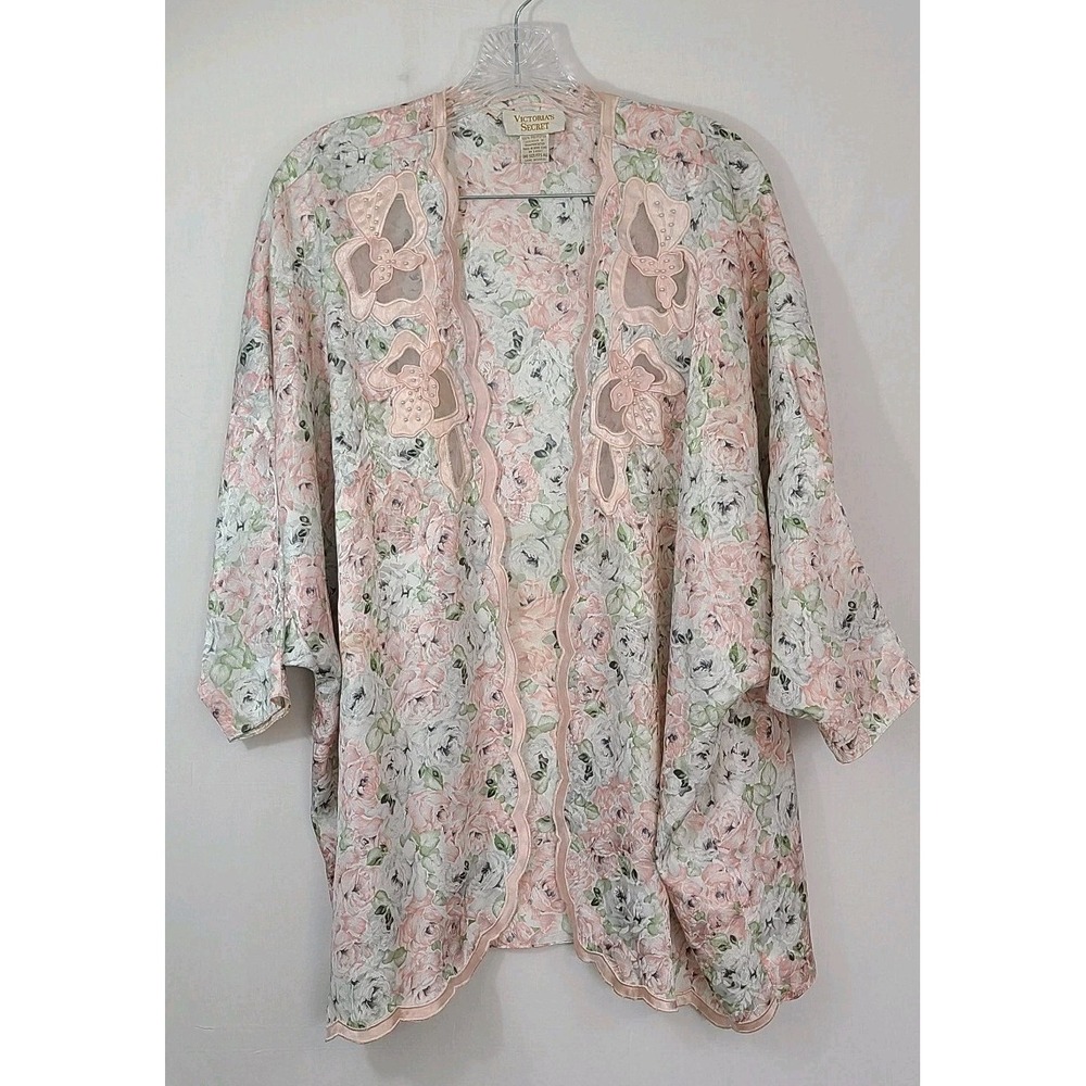 Vntg Gold Label Victoria Secret Floral One Size Bed Jacket Feminine Romantic